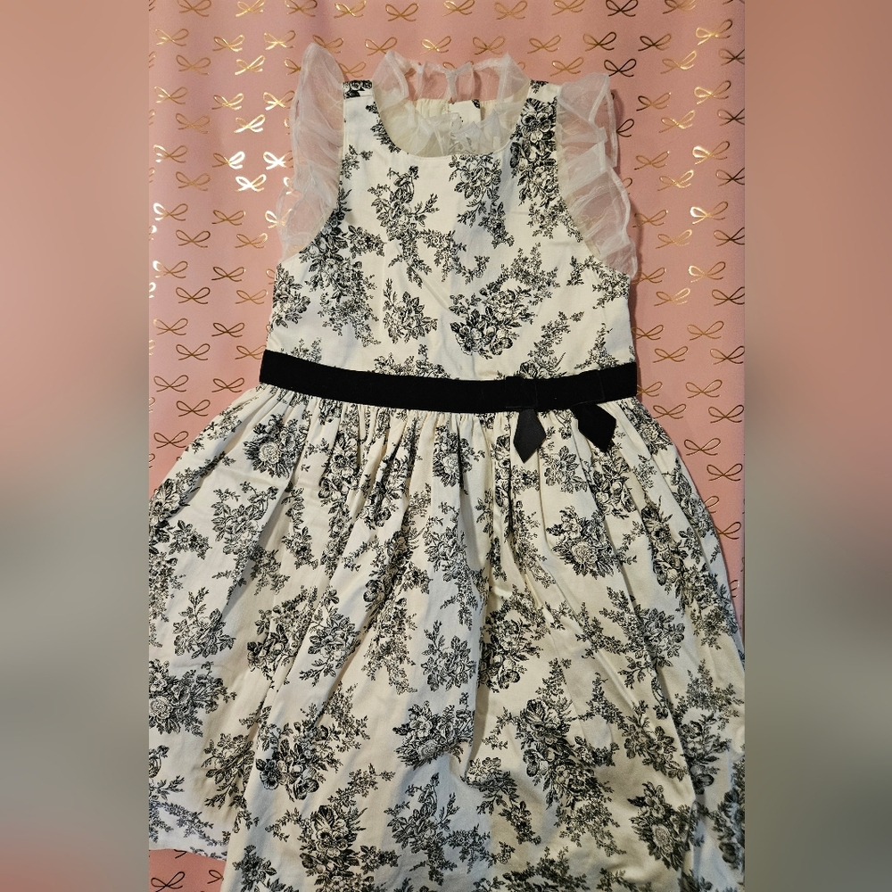 Floral Black and White Kids Dress